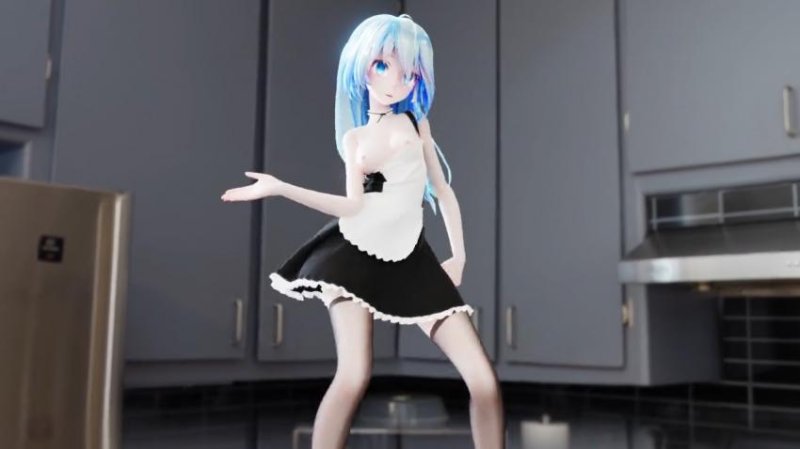 MMD极品黑丝女仆Miku！风骚宅舞狂扭淫臀！巨乳乱颤跪求内射！3D